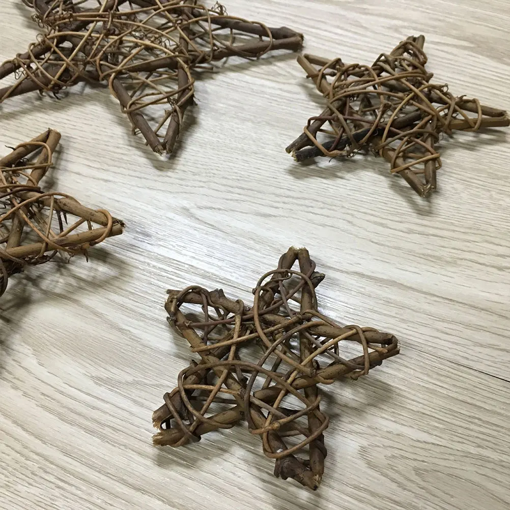 

10Pcs 10cm Rattan Pentagram Ornaments Great for Christmas Parties Table Decorations Rattan Christmas Decoraiton