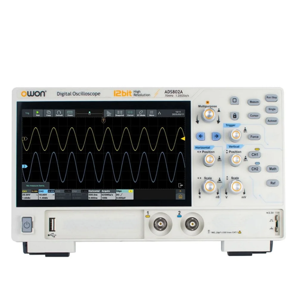 12bits Digital Oscilloscope ADS800A Series 200MHz Bandwidth 1.25GSa/s Sampling Rate 50M Storage Depth 700000wfms/s Waveform