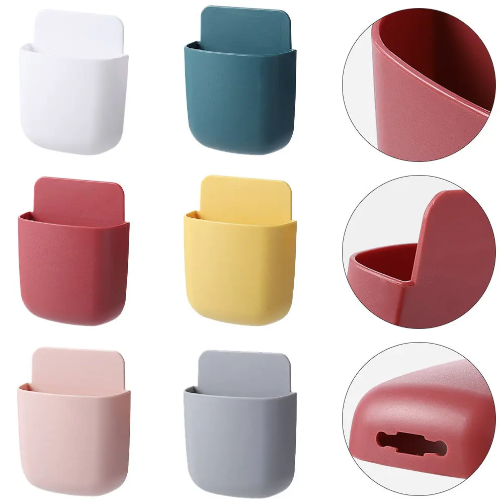 

6Pcs Remote Controller Storage Boxes Premium ABS Plastic Self-Adhesive Wall Phone Stand Organizer Storage Case
