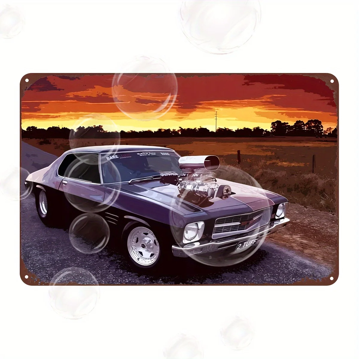 Monaro Muscle Car Blechschild Wandkunst - Vintage Auto-Dekoration, Vorgebohrte Löcher, Witterungsbeständiges Metallposter für die Garage