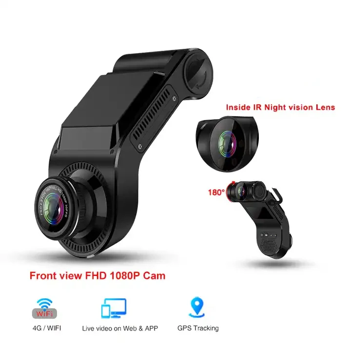 Versión mejorada Dashcam de coche de doble lente 4G DVR grabadora de conducción para gestión de flotas