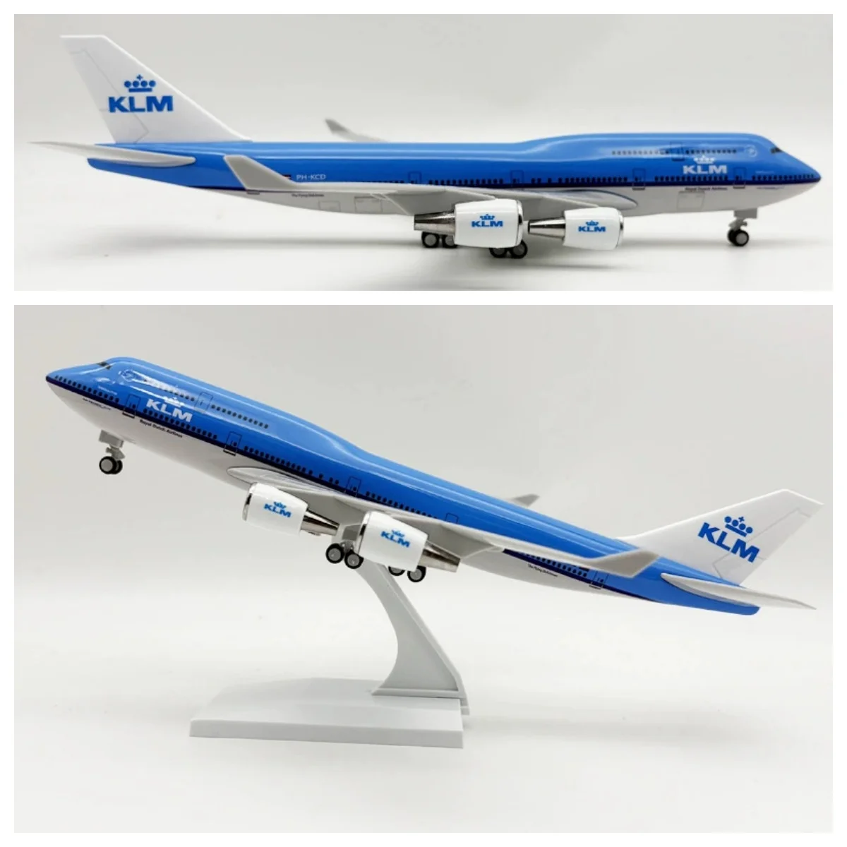 

30CM Diecast Airplane Model B747 KLM Airlines Models Aircraft With Base Landing Gear Wheels 1/240 Scale Resin Aircraft Plane