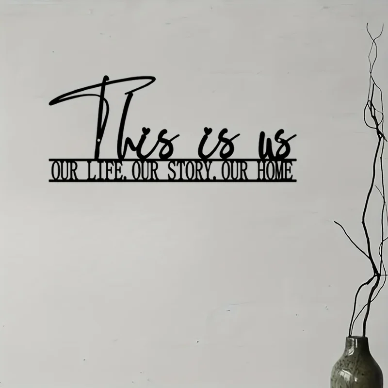 „This Is Us“ Metall-Wanddekoration, schwarzes modernes Schild, Kunstwerk für den Innen- und Außenbereich, für Zuhause, Wohnzimmer, Küche, Wanddekoration