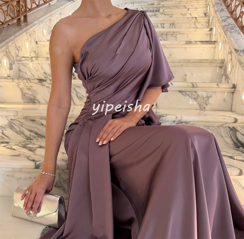 Abiti lunghi monospalla a trapezio drappeggiati con pieghe semplici in stile moderno personalizzato Abiti da sera Taglie disponibili Classici