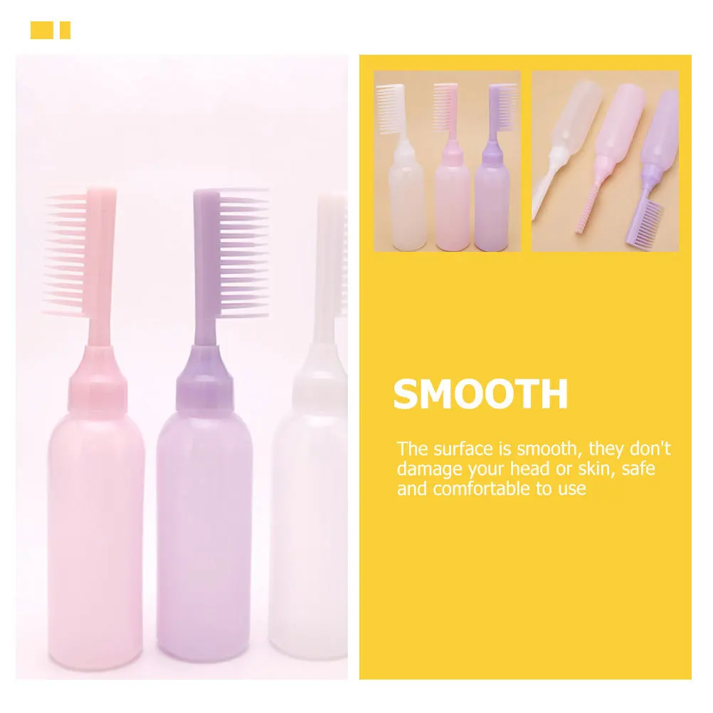 3 قطع من زجاجات توزيع مشط الجذر المحمولة، حاويات صبغ الشعر متعددة الاستخدام لتصفيف زجاجات مشط الزجاجات