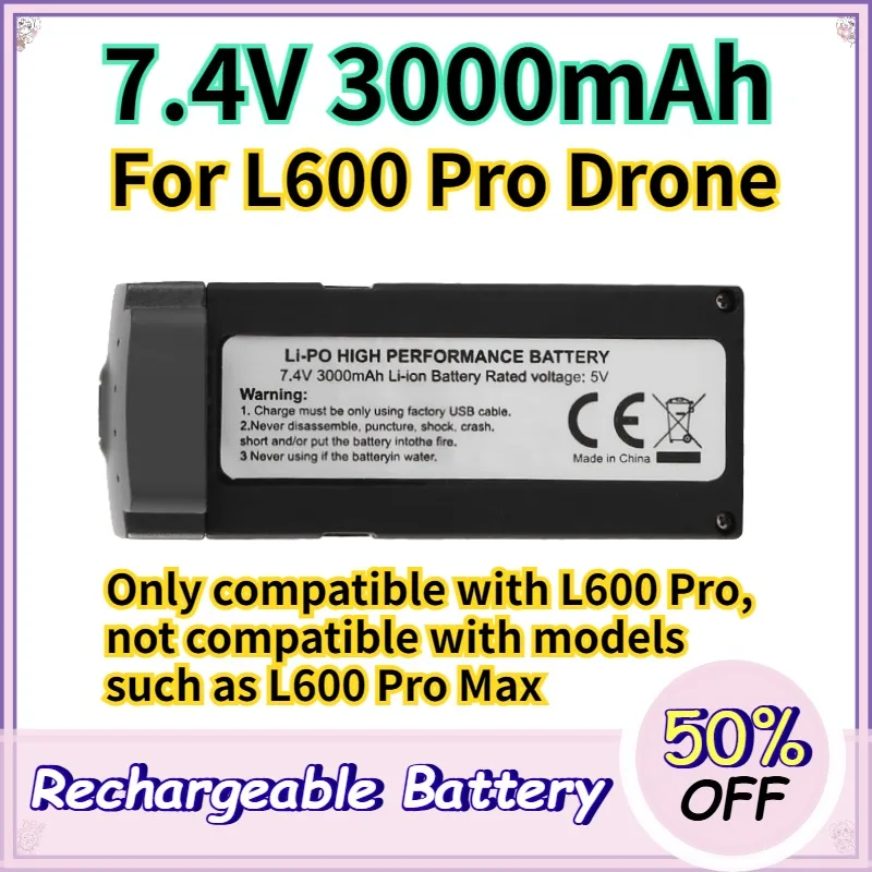 7.4V 3000mAh Battery for L600 Pro Drone Replacement Li Ion Smart Flight Battery Replacement Charging Drone Accessories