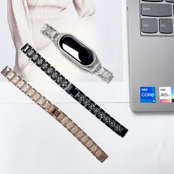 Silver Wrist Bracelet for Xiaomi Miband 7 Mi Band Replacement 5/6 4 Wristband Strap Replacement Watchband Metal for Women Girl