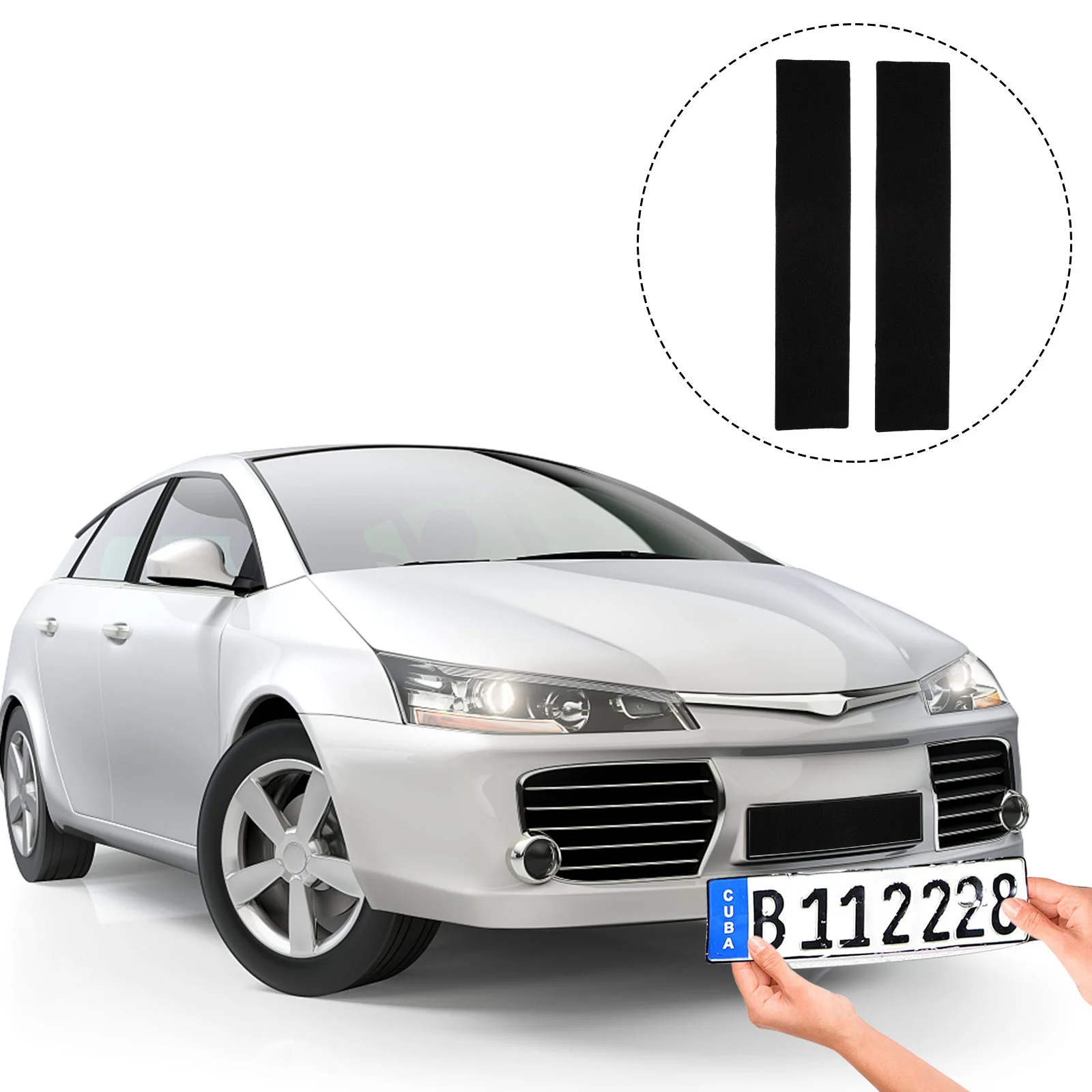 4 Pairs Number Plates Car License Plates Fixing Strap Hook and Loop Sticker