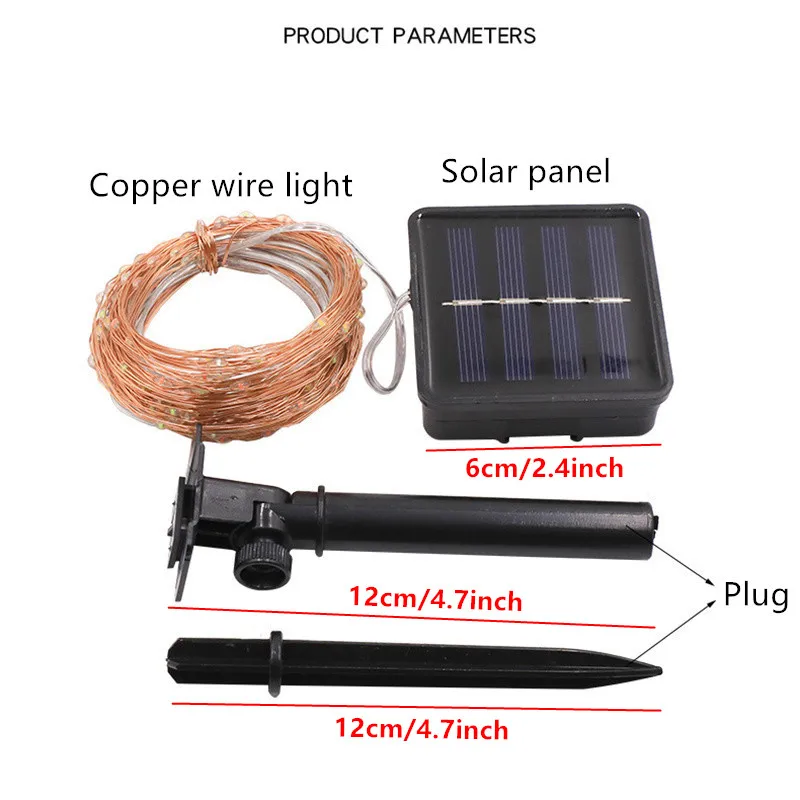 LED Solar Fairy Waterproof Copper Wire String Lights Christmas Party Garland Solar Power Lamp for Outdoor Garden Wedding image 6