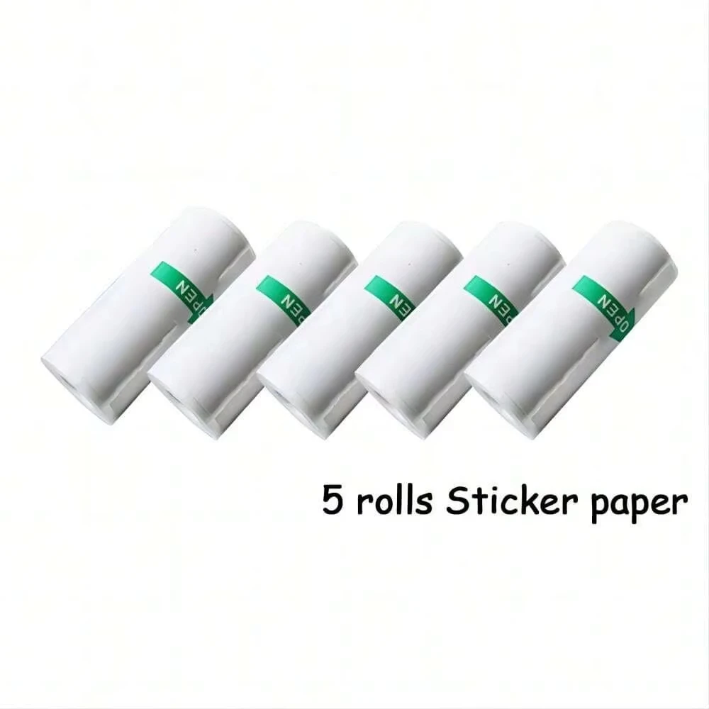 1pack/5rolls Self-adhesive Thermal Paper With Adhesive Backing, 57*25mm Suitable For Mini Portable Label Printer Note To Do List