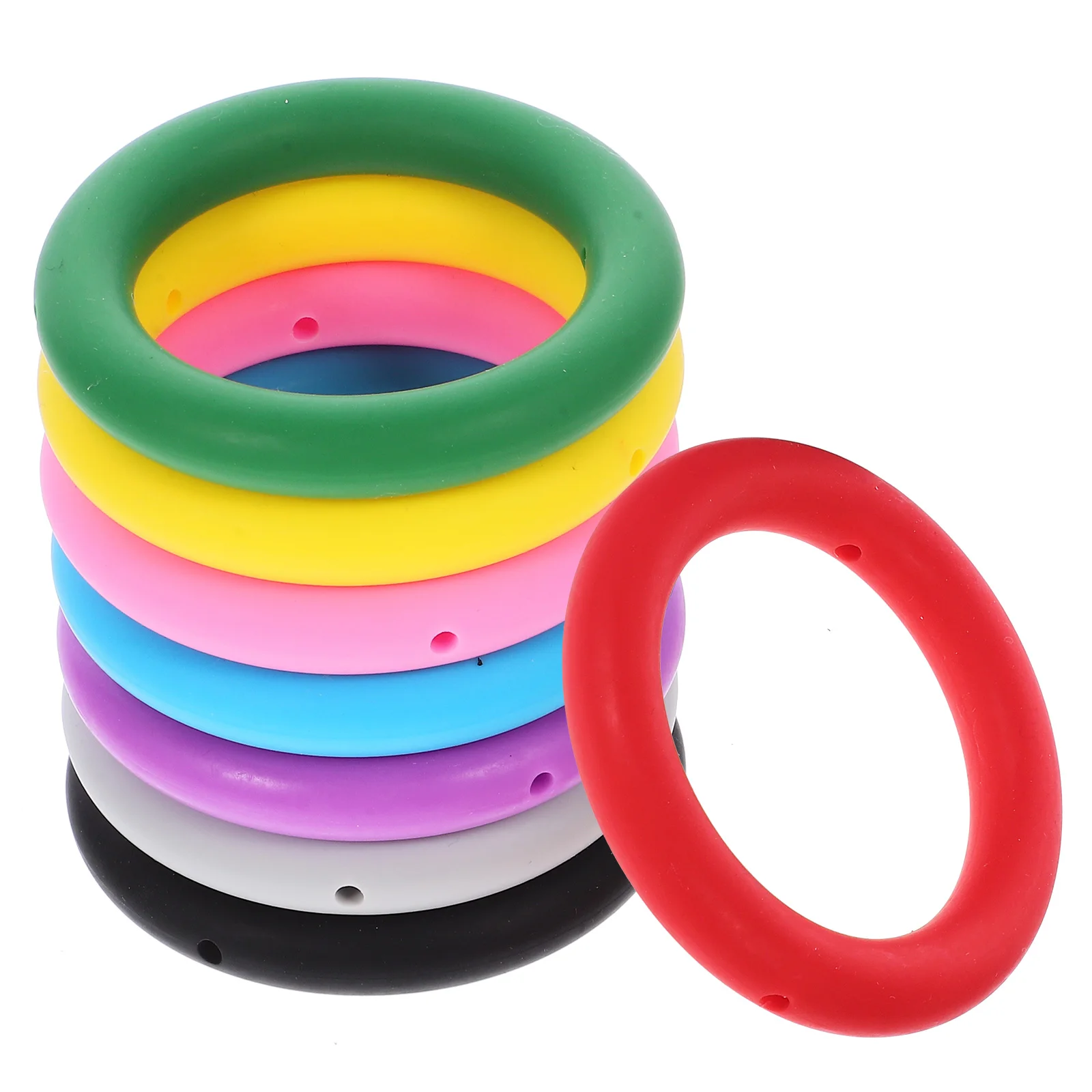 

8pcs Keychain Rings Multi-Use Double Holes Soft Lightweight Silicone Loop Frames For Diy Crafts Decorative Keychain Accessories