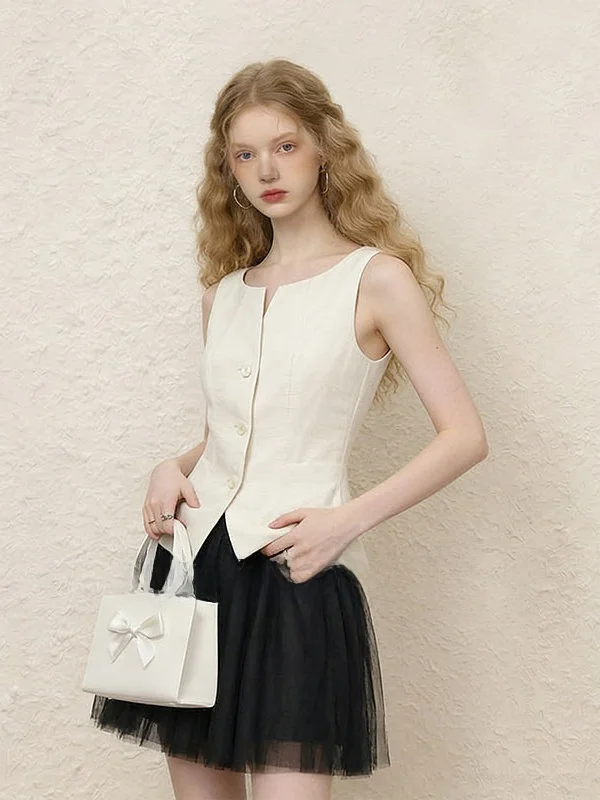 

Женский летний топ ZhuoZhi Slim Fit без рукавов на пуговицах, новый стиль, повседневный, H-образный, с открытой спиной, дышащий, легкий