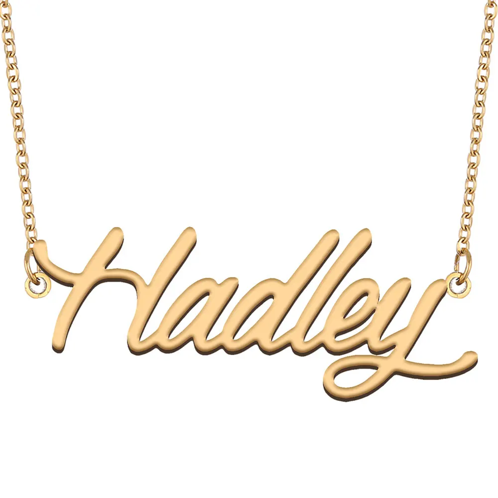 

Hadley Name Necklace for Women Stainless Steel Jewelry Gold Color Nameplate Pendant Collares Para Mujer Letters Choker