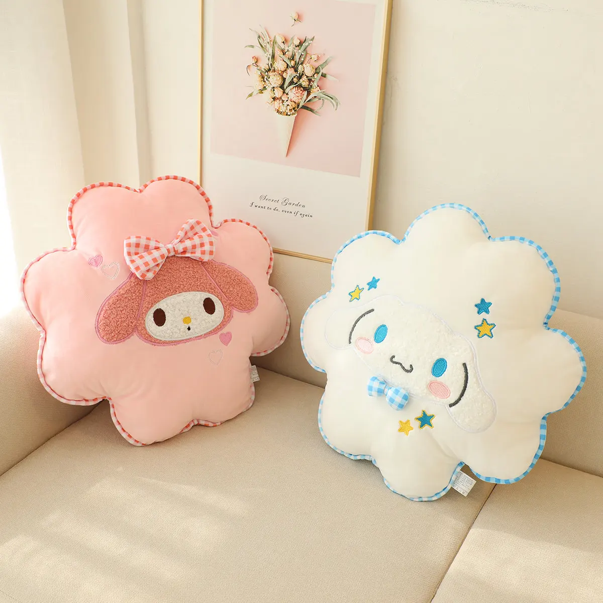 Sanrio Kuromi My Melody Flower Back Cushion Hello Kitty Lumbar Support Cushion Cinnamoroll Poduszka do rzucania Sofa Bed Gifts Girl