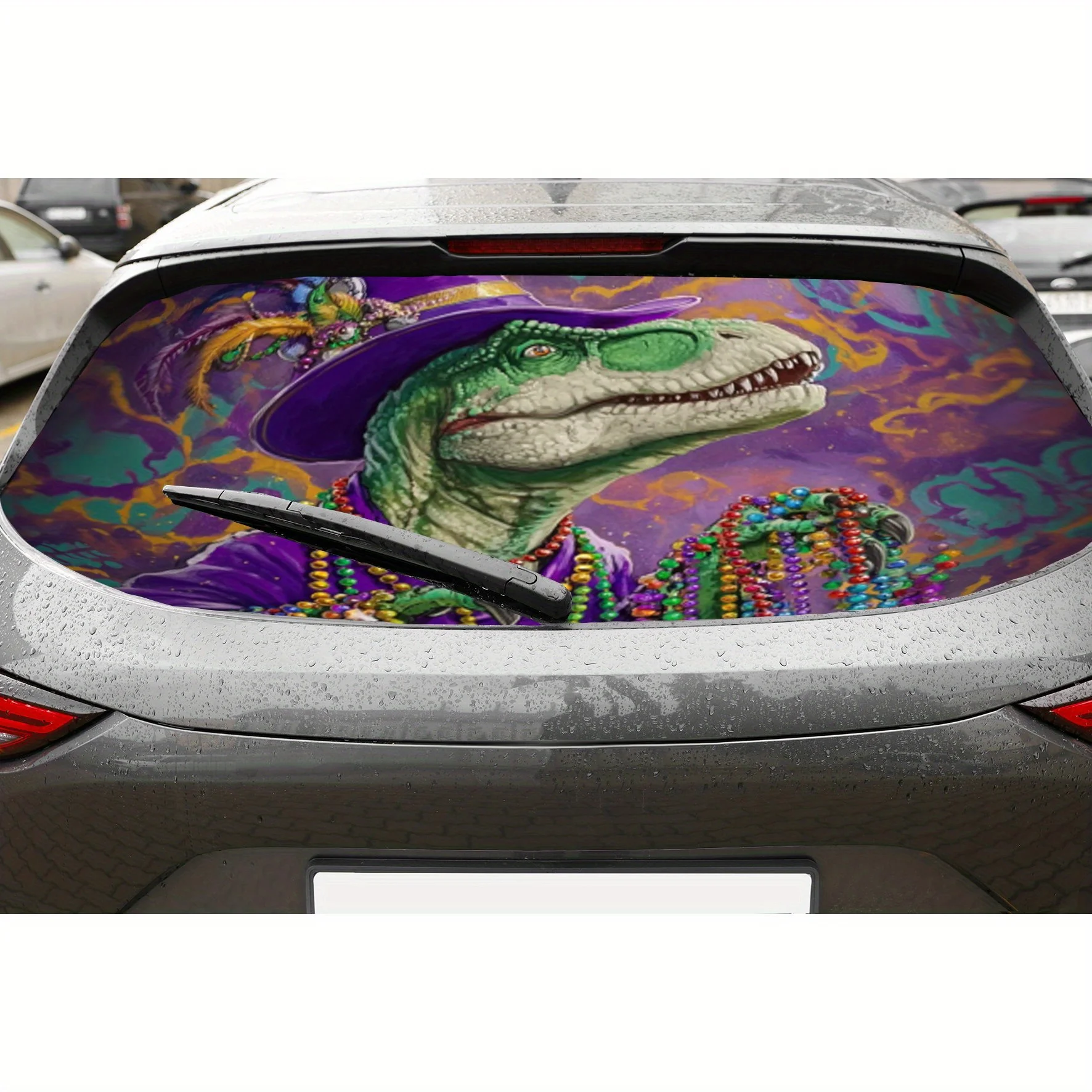 

Hippie dinosaur PVC material self-adhesive waterproof car rear window sticker, easy to paste without falling off, waterproof and