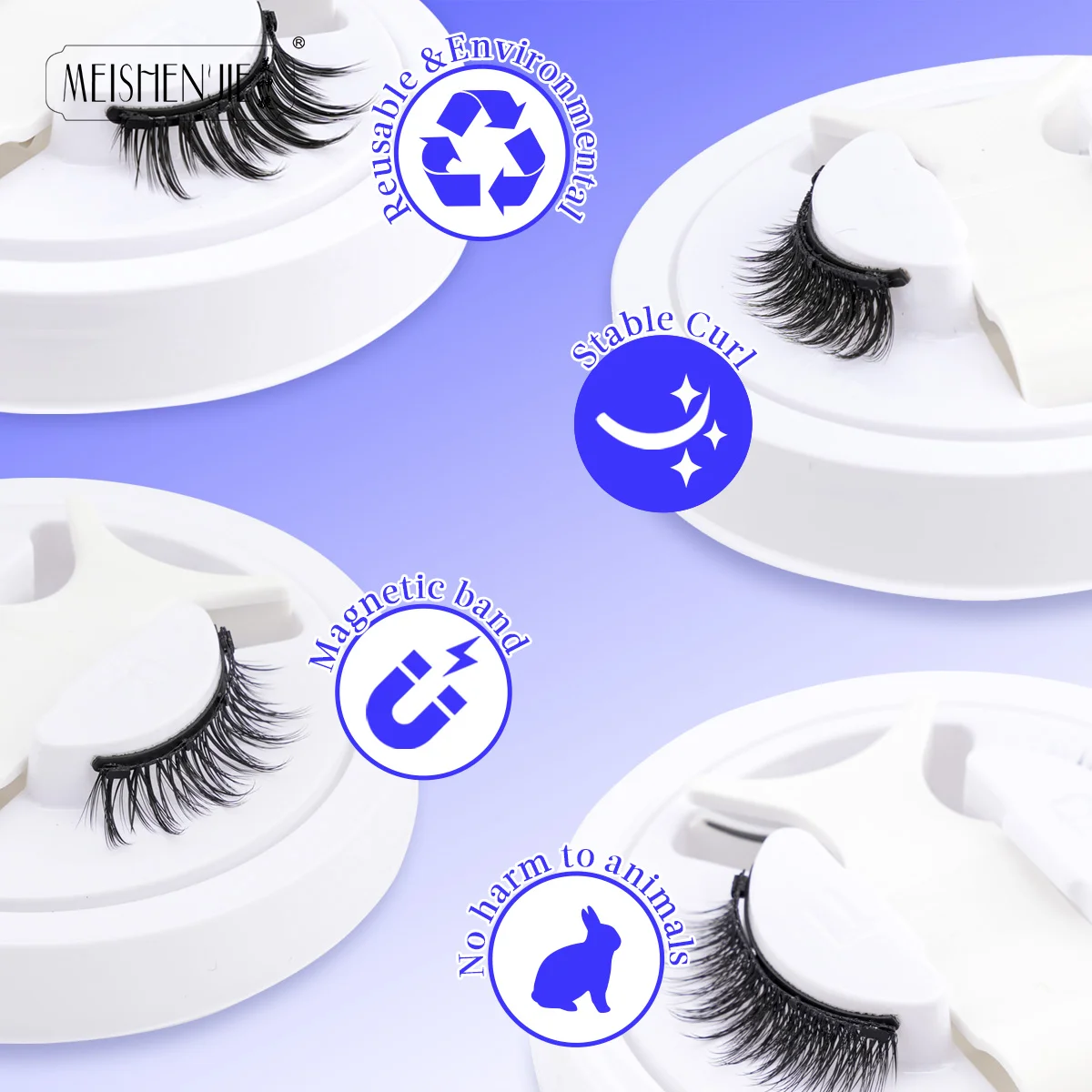 Meishenjie 1 par de pinças de cílios magnéticos conjunto reutilizável extensão de cílios 3d lash natural grosso cílios postiços sem necessidade de cola