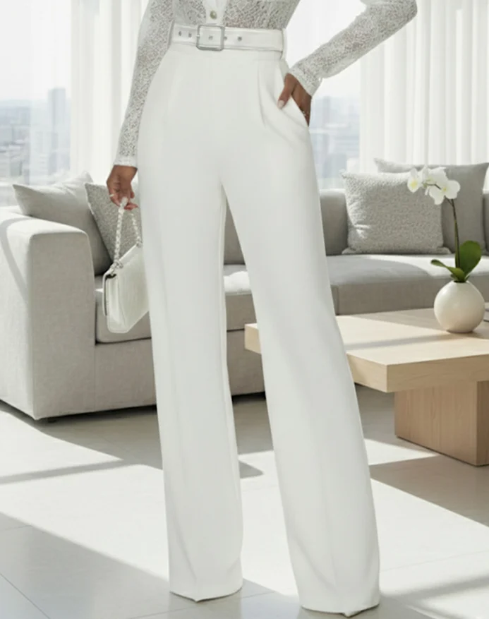 الصلبة اللون الدانتيل التلبيب ضئيلة زر فقاعة كم عالية الخصر بذلة الخريف أزياء أنيقة مزاجه المرأة بذلة #3