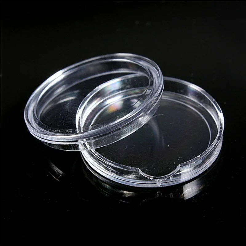 UNCL 30 Pcs Small Round Transparent Plastic Coin Capsules Box 25Mm