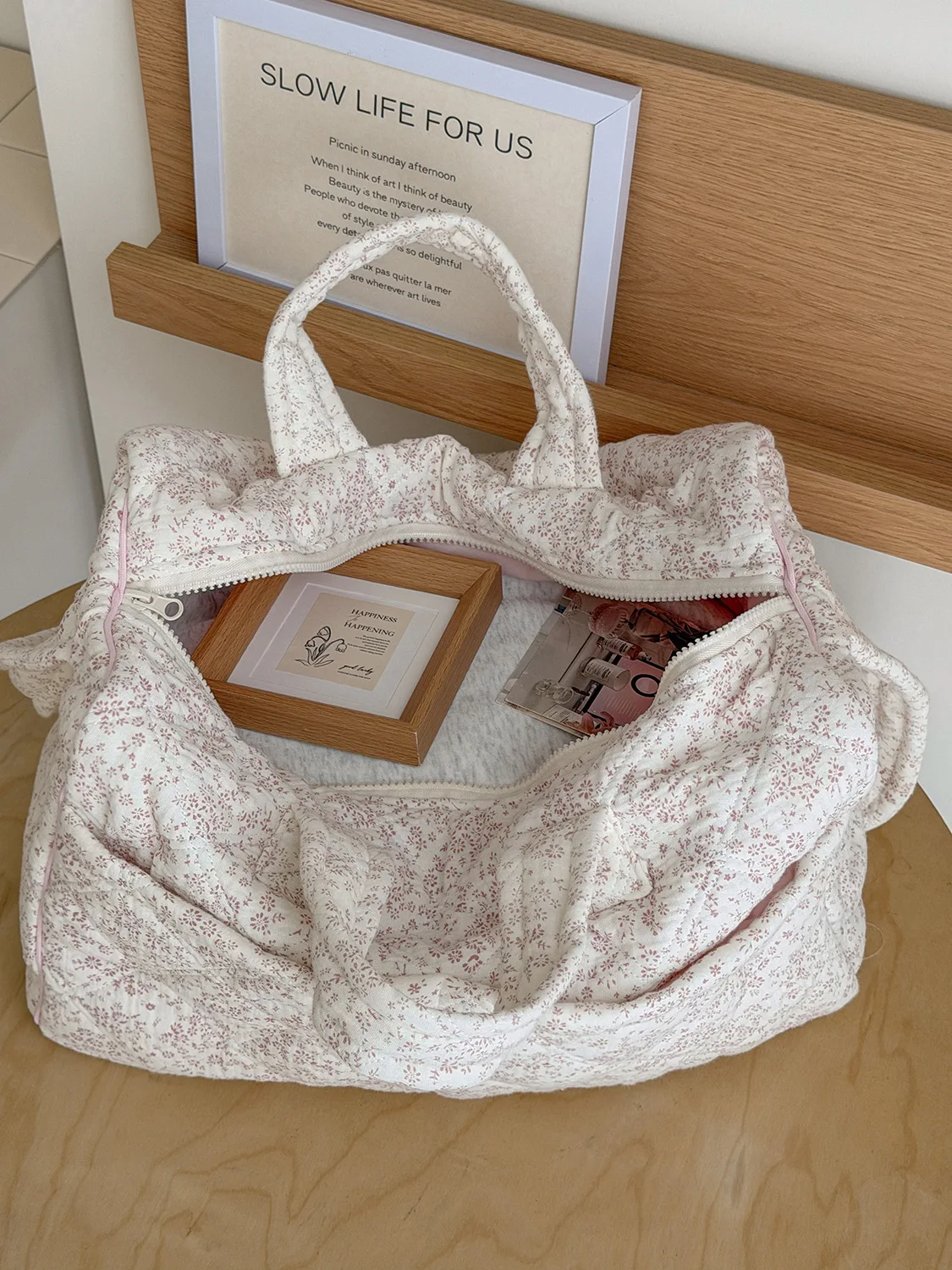 YT-Style frische und süße Blumen-Reisetasche, neue Handtasche mit großem Fassungsvermögen, Studenten-Pendlertasche – Detail 4