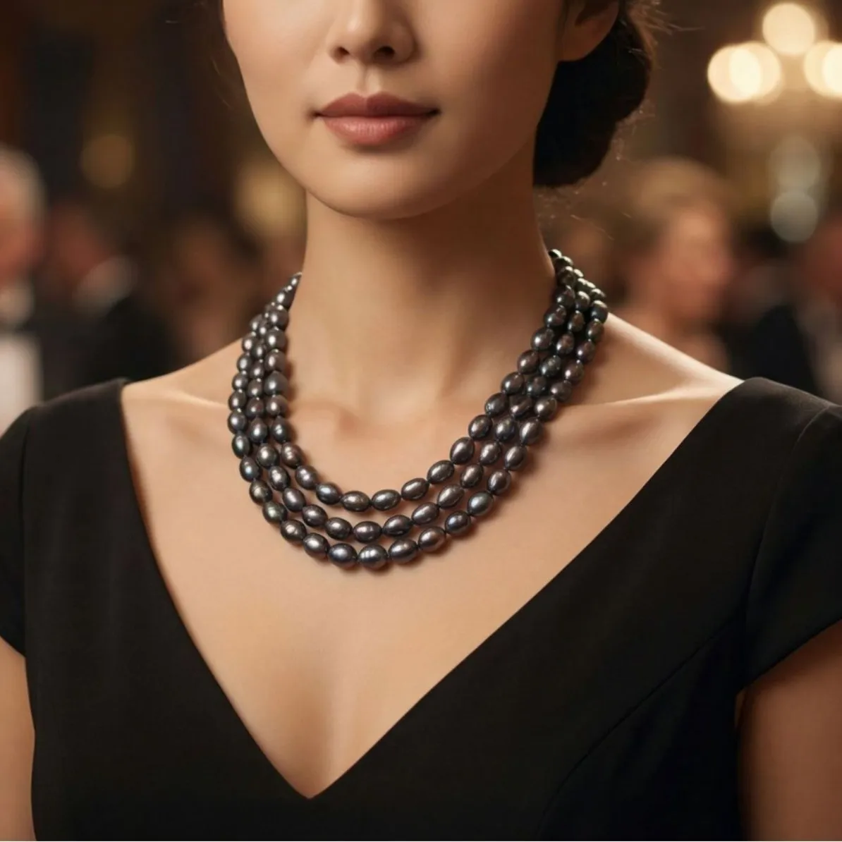 Niche colorful glare malachite green Tahitian irregular freshwater baroque pearl ingot buckle necklace collarbone chain