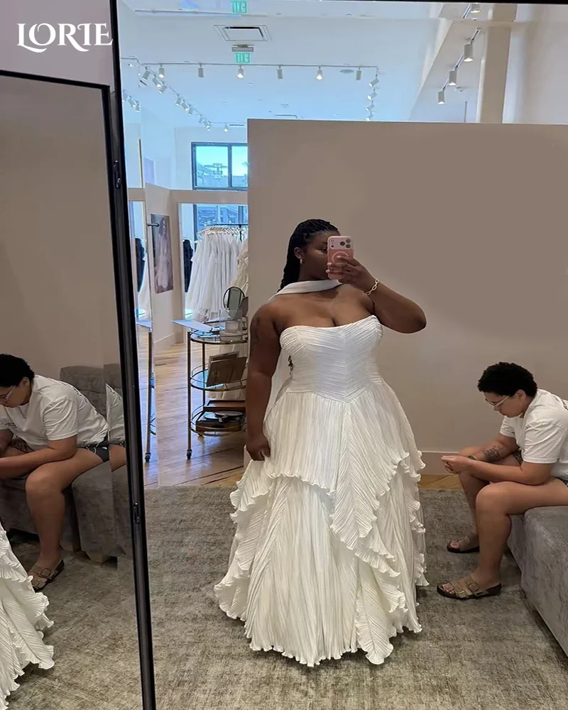LORIE Satin Modern Wedding Dress Strpless A-Line Sweetheart Princess Bride Gown Customized Plus Size Tulle Party Dresses 2027