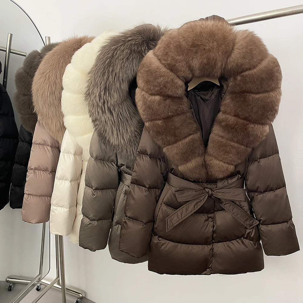 

Reality Fur jacket Large Natural Silver Fox Fur Hooded Thick Warm Female Parkas Waterproof Winter 90% Duck Down Jacket Women