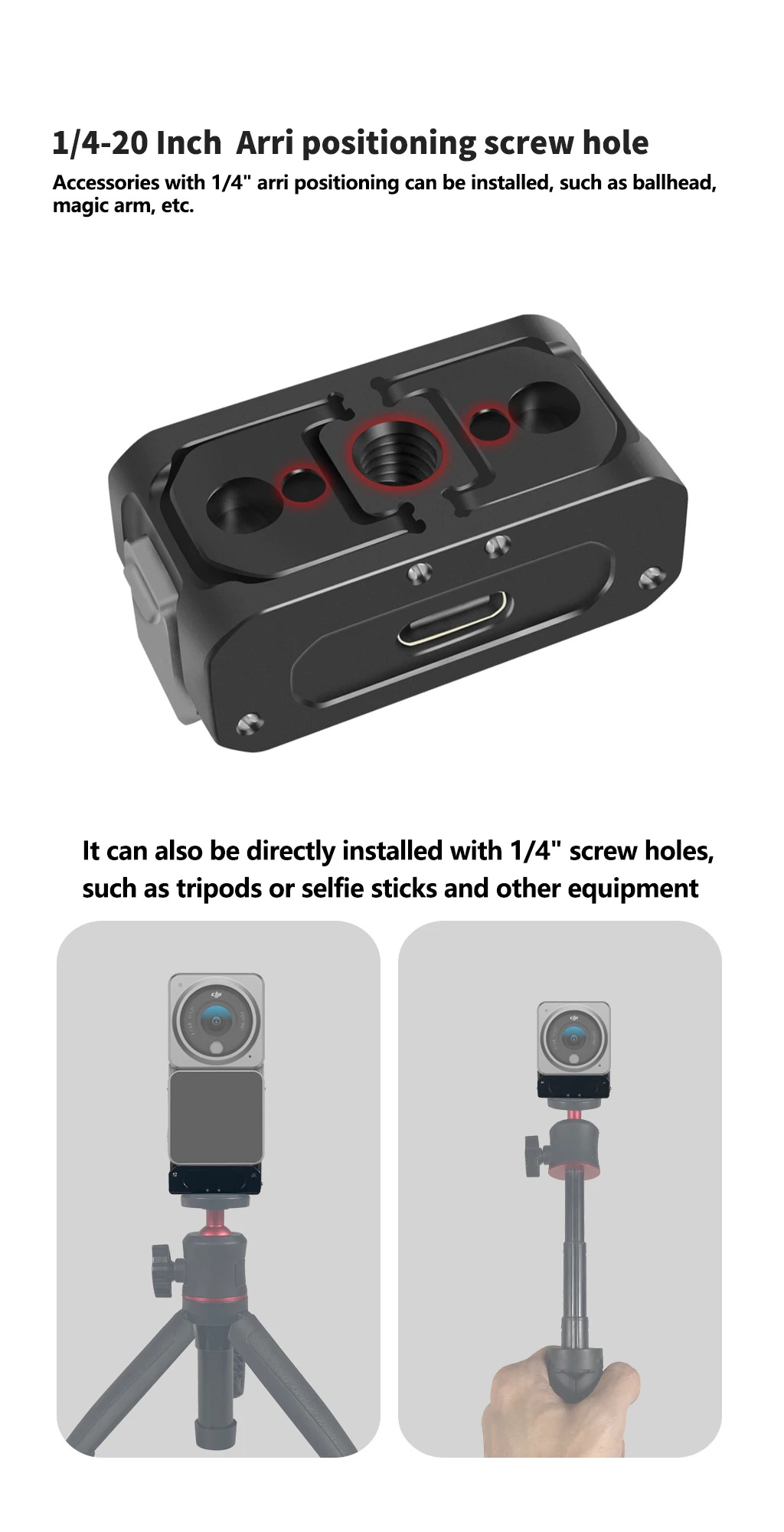 Action 2 Magnetische Halterung Ladestation Faltbare Adapterhalterung Schnellspanner für DJI OSMO 360 ACTION 5 Pro Kamerastativhalter – Detail 7