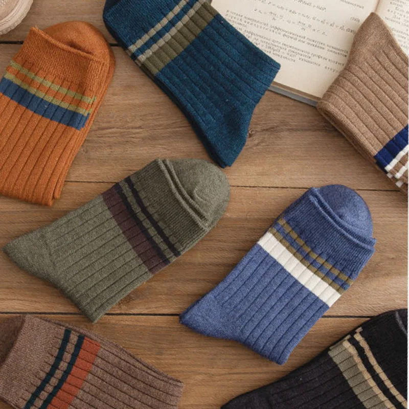 5/10 Pairs Striped Cotton Socks Summer Autumn Men Long Socks Fashion Casual Breathable Socks High Quality Retro 2024 Men's Socks