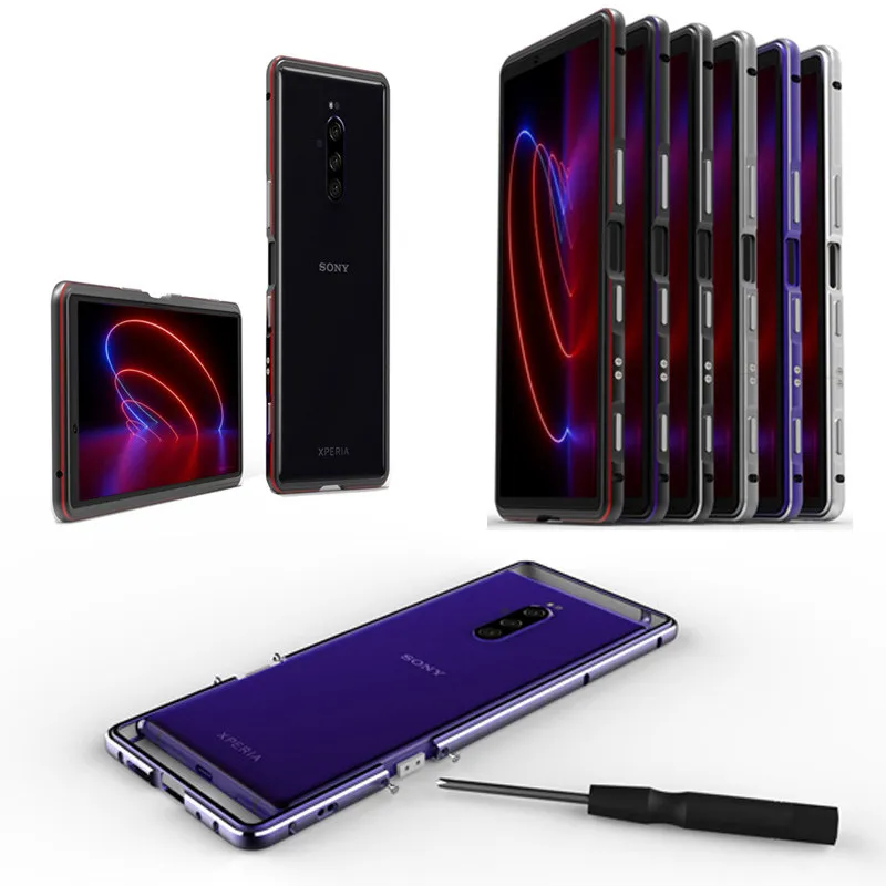 Dual Color Aurora Border Aluminum Metal Bumper For Sony Xperia 1 XZ4 1 10 II Lock Screw Cover Case Carmera+Frame Protector