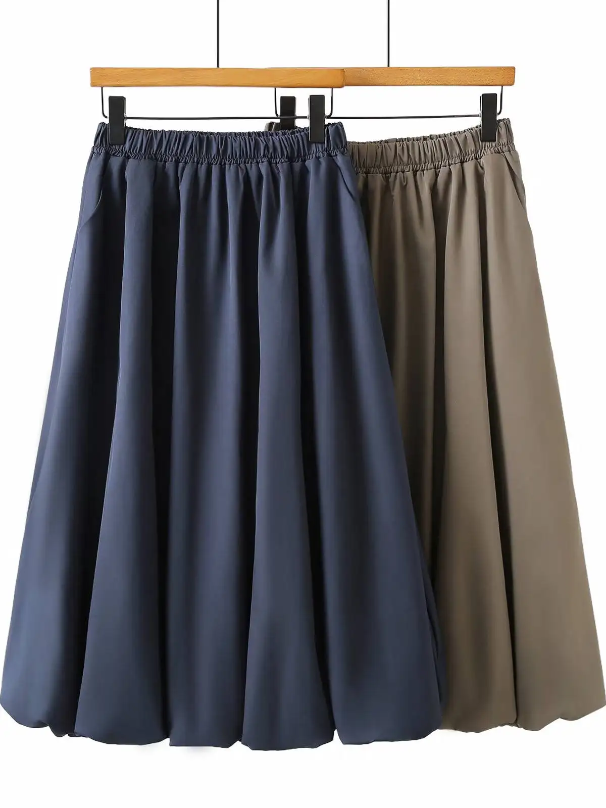 Sweet Style Elastic Waist Flower Bud Half-length Skirt Women's plus Size A-line Long Lantern Skirt Trendy Casual Polyester Fiber