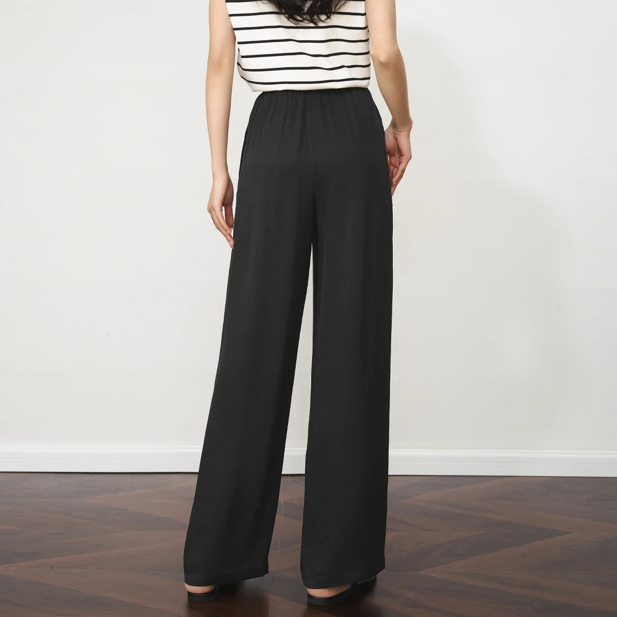 OLrain Black Casual Pants Women's Autumn Drawstring Straight 2025 New Thin Pants Female Clothing O57XK99181