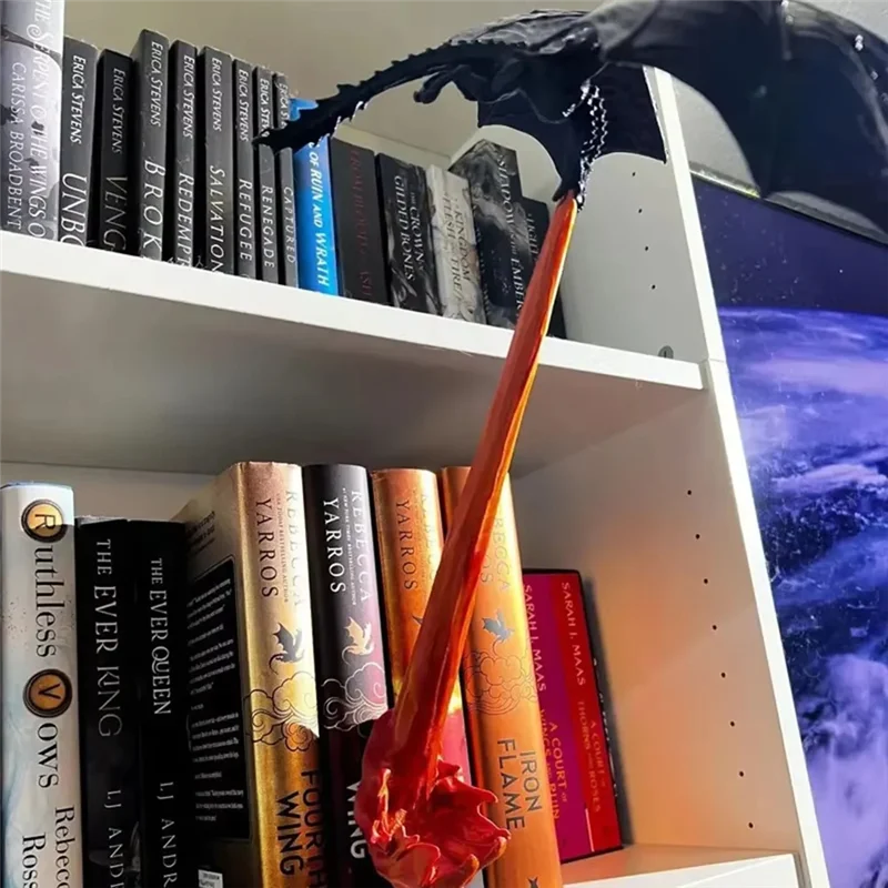 

ABWZ-Dragonflame Book Nook Fire-Breathing Dragon Bookshelf Ornament Gothic Bookshelf Fantasy Flying Dragon Sculpture