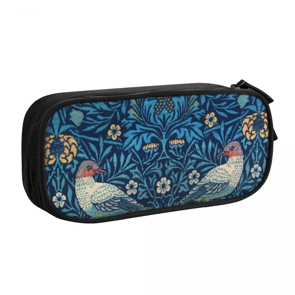 Cute Bird By William Morris Pencil Case for Boys Gilrs Large Capacity Textile Pattern Pencil Pouch School Supplies