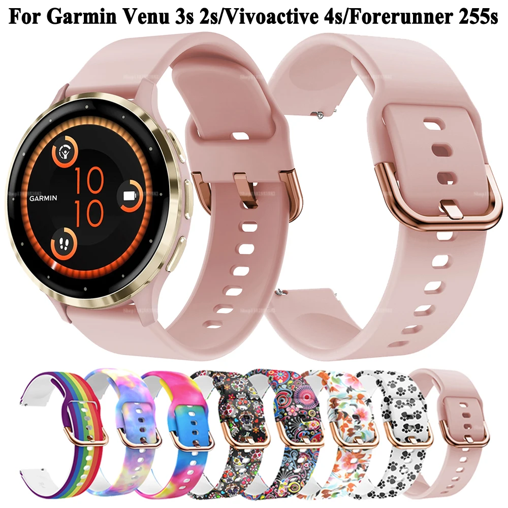 18mm Silicone Watch Strap For Garmin Venu 3S 2S Vivoactive 4S Forerunner 265S 255S Vivo Active 4S Wristband Bracelet Watchband