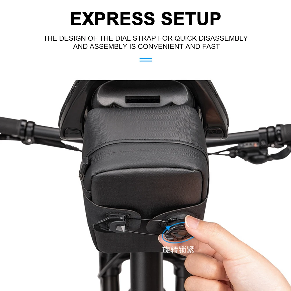PU Bike Seat Bag Bike Saddle Bag Large Capacity Strap- Bike Pouch Waterproof Multi-compartments for Mountain Road Bikes