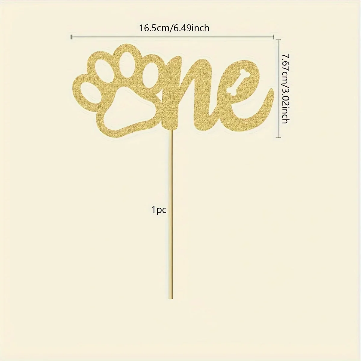 1PC Gold Sparkling Cake Topper Golden Glitter 1st Birthday Dog Paw Cake Choose Let\'s Pawty Theme Baby Gift Party