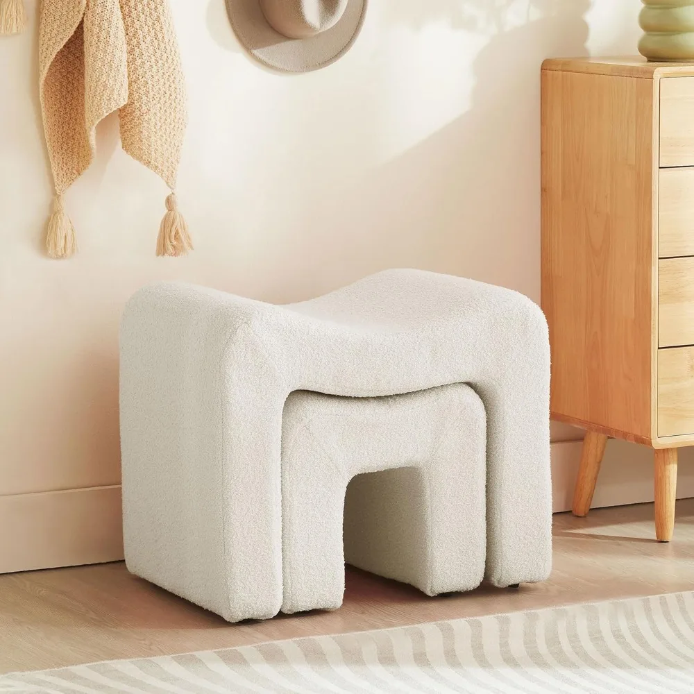 

Small Footstool Ottoman,Multi-Functional Modern Foot Stool,Cute Vanity Stool Chair with Teddy Velvet for Makeup Room