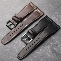 Handmade Fit Pilot's Head Cowhide Strap, 20MM 22MM 21MM Brown Black Men's Bracelet, Vintage Style Genuine Leather Watchband