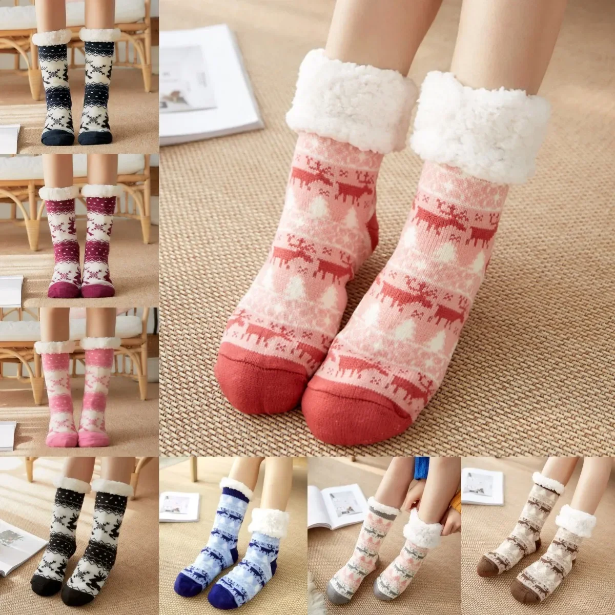 

Pantoffels Plush Warm Fur Christmas Socks Slides Shoes Winter Ladies Slippers Floor Dames Indoor Home Women Shoes Slippers Elk