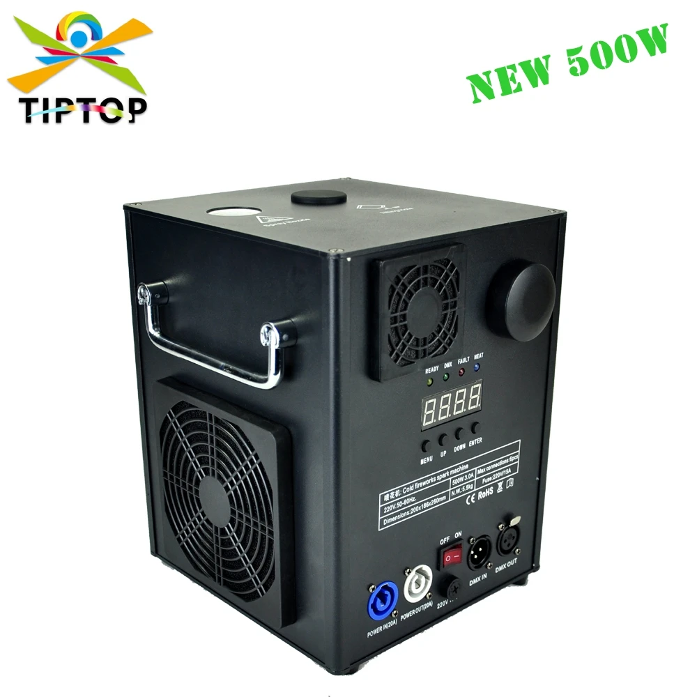 

TIPTOP 500W New Mini Stage Effect Cold Fireworks Machine Aluminum Shell Remote DMX512 Control Composite Titanium Powder