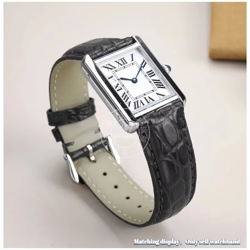 Genuine Leather Watchband 18 19 20 21mm For CARTIER Tank Key London Solo Crocodile Skin Watch Wrist Strap Men Women Accessories view 6