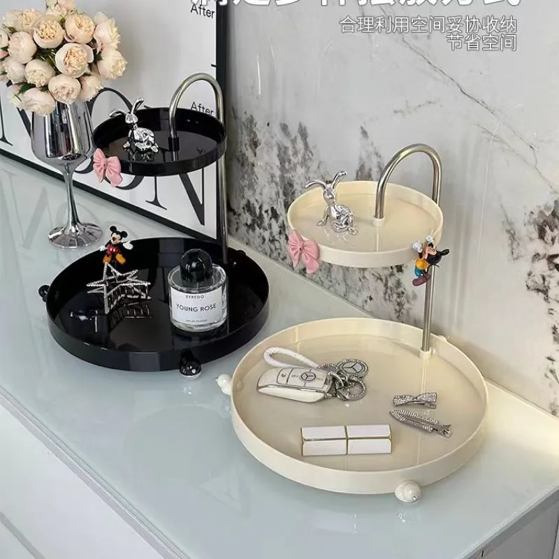 2 Tier Perfume Organizer Display Tray Large Vanity Trays Makeup Storage Holder Bathroom Organizer Countertop for Table Cabinet