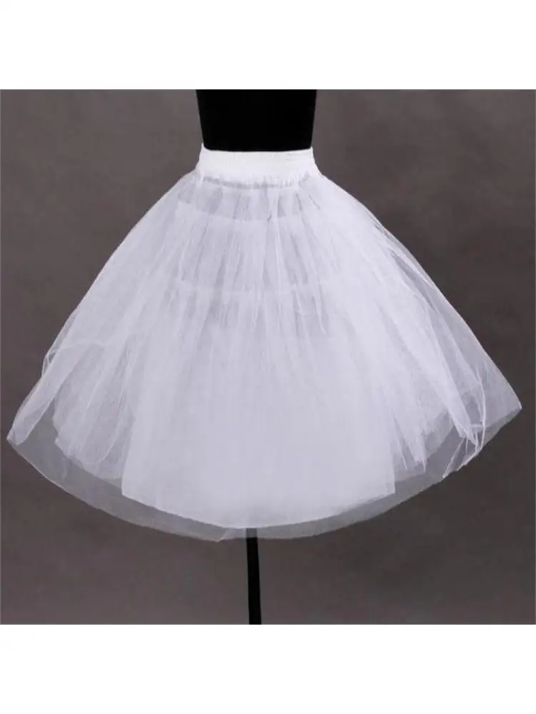 Cheep White Lolita Flower Girl Ballet Petticoat Tulle Ruffle Short Crinoline Skirt Lady Child Underskirt Elegant Kids Ball Gowns