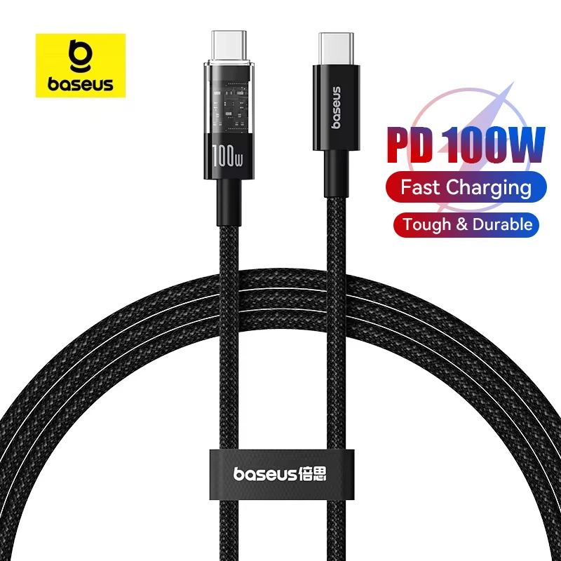 Baseus PD 100W  USB C To USB Type C Cable For Macbook  ipad  Fast Charging Wire Cord For iPhone 15 promaxType-C Cable For Xiaomi