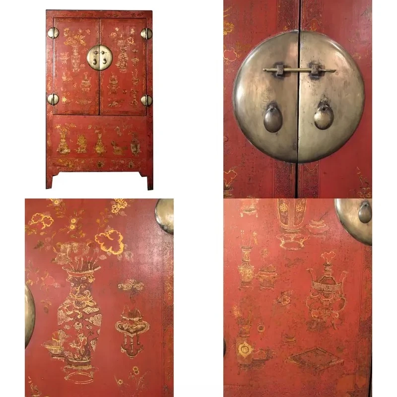 Antique Vintage Hand Painted Wardrobe Bedroom Wall Storage Cabinet