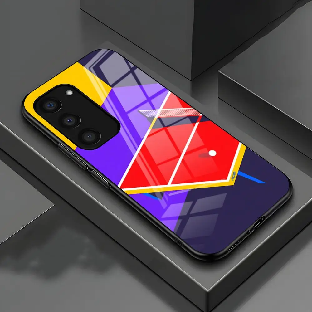 Table Tennis Racket Ping Pong Phone Case For Samsung S26 S25 S24 FE S23 S22 S21 Plus S20 Ultra Note20Ultra Black Glass Cover