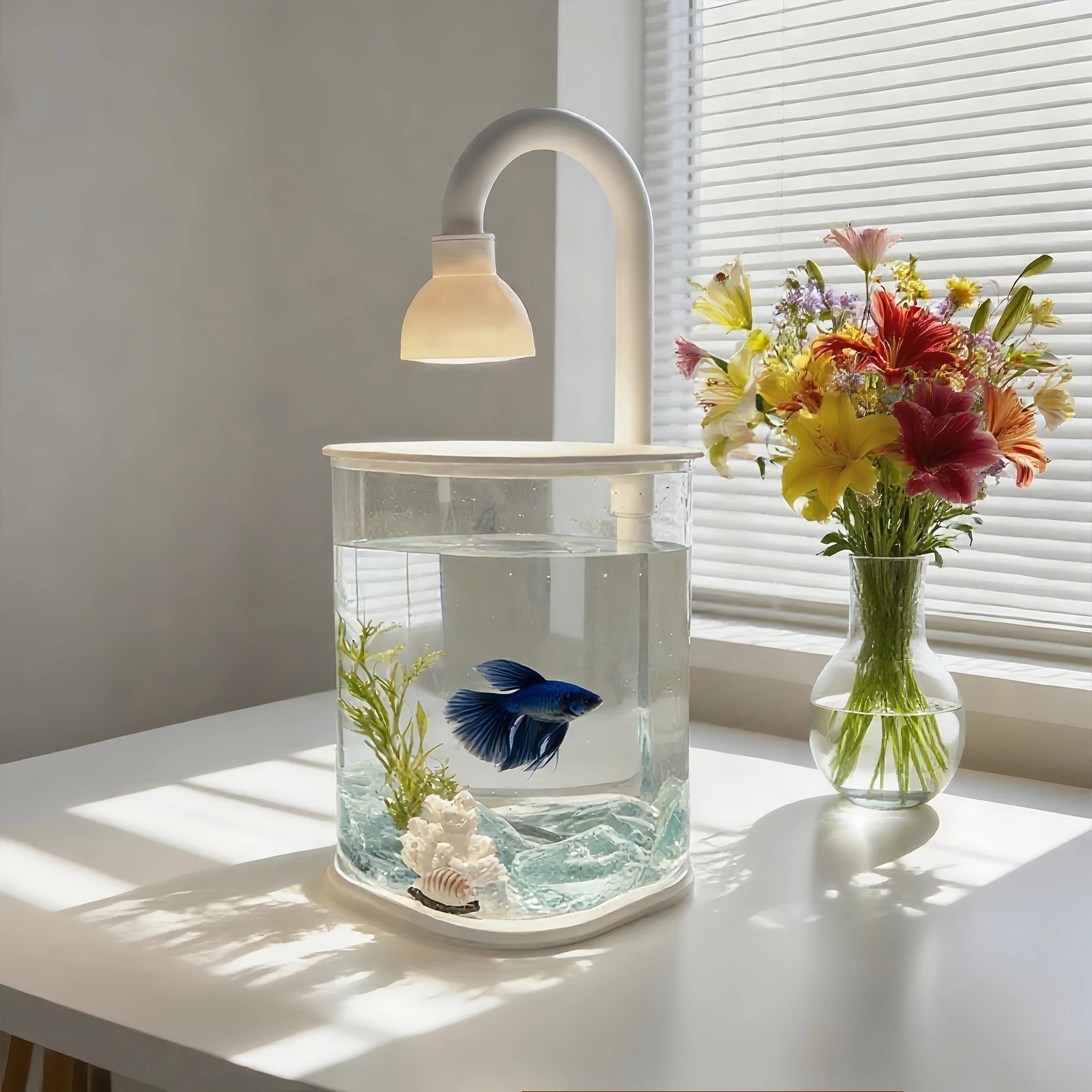 خزان الأسماك الصغيرة القتال خزان الأسماك منضدية السلاحف خزان ذهبية مع ضوء حفلة هدية الكريسماس فكرة للأطفال كاتب كيت #6