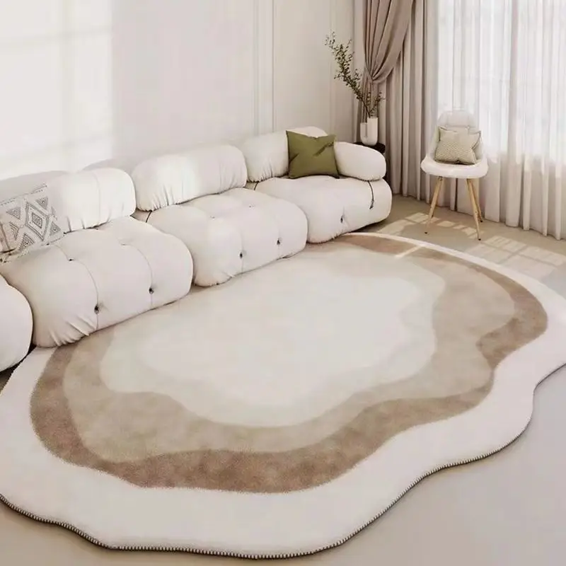 VIKAMA Irregular Cream Style Living Room Bedroom Rug Soft And Skin Friendly Sofa Area Rug Ins Style Minimalist Home Decor