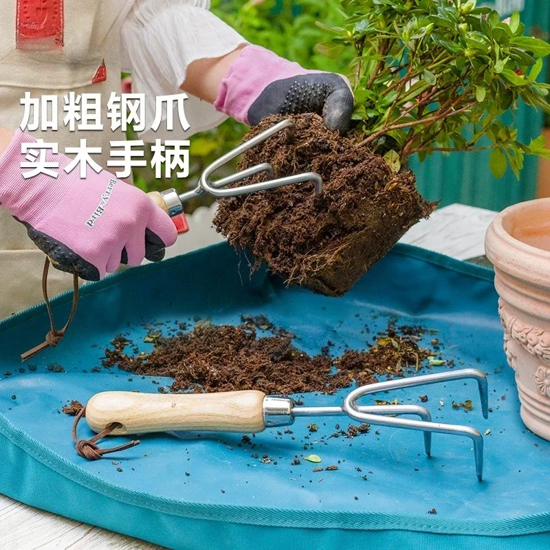 Gardening Forest Stainless Steel Three-claw Household Flower Planting Tools Potted Garden Loosening Rake
