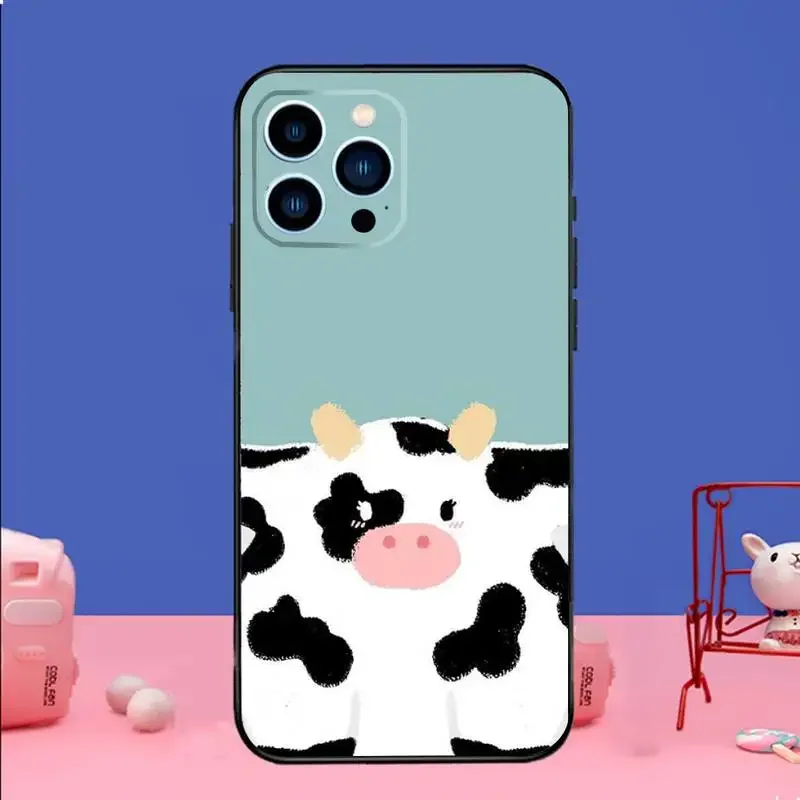 Dairy Cattle Cow Speckle Phone Case Phone Case For iPhone 14 13 12 11 Pro Max Xs Xr X 7 8 Plus 12 13 Mini Silicone Black Cover